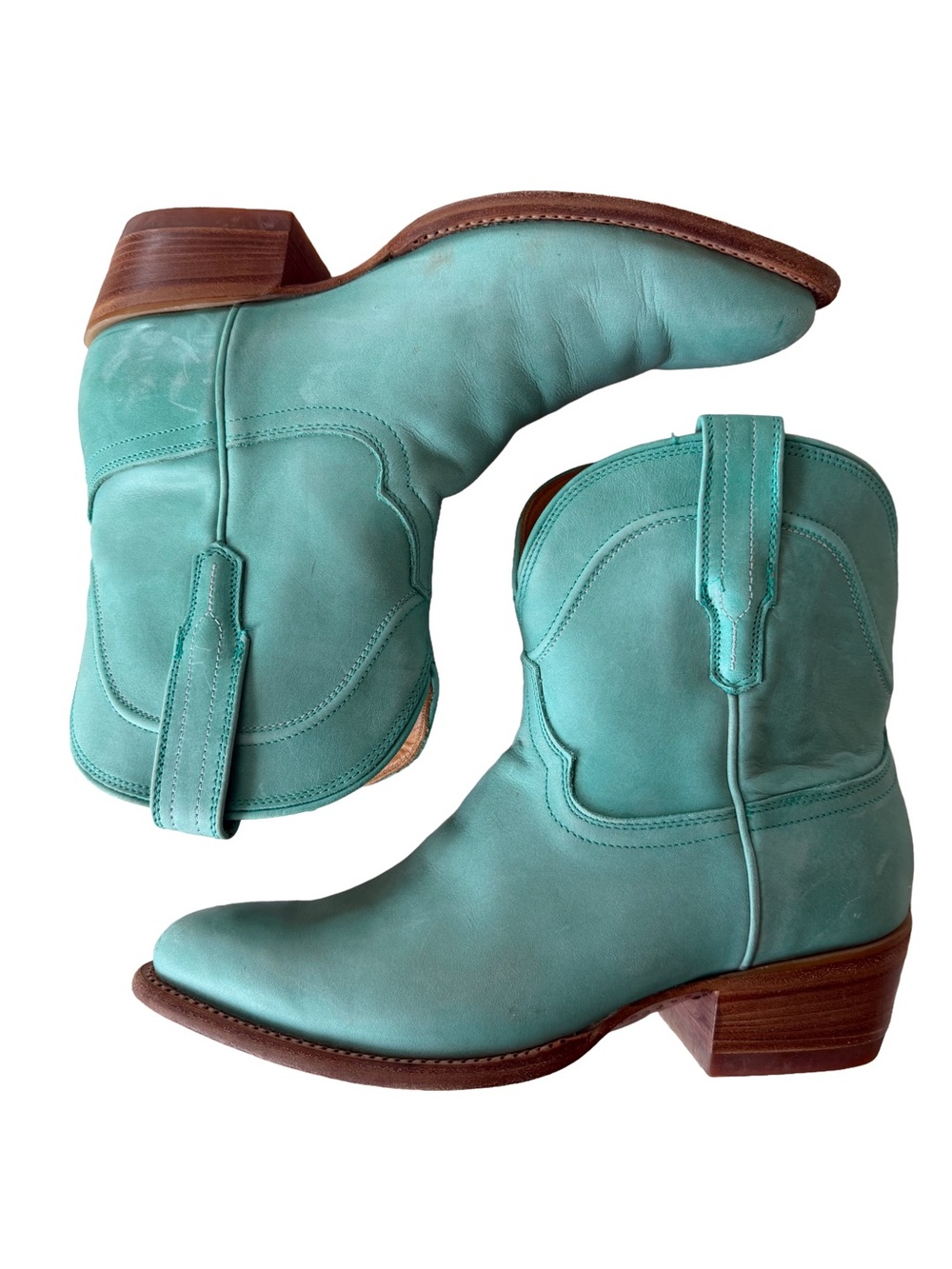 Tecovas The Penny Turquoise Blue Leather Western Cowboy Boots Women Size 8.5 B